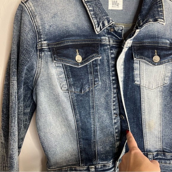 Wash Lab Color-Blocked Denim Dress in Blue - Picture 7 of 11